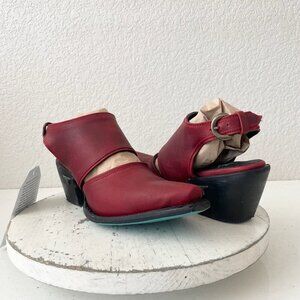 Lane PLAIN JANE Red Slingback Mule Womens Cowboy Boots 7.5 Western Cowgirl Ankle